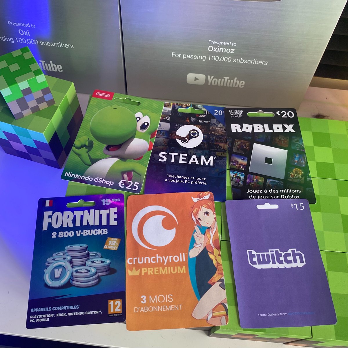 oximozyt's tweet image. #Concours 🎁 Pour mes 10k sur Twitch !
🔥 + de 100€ de cartes cadeau à gagner ! 🔥

➡ 6 codes, 6 gagnants !

Pour participer
☑ #RT ce tweet
☑ Follow @oximozyt
☑ Commente quel code tu veux

🍀TAS le 28/05

#vbucks #Robux #Twitch #Nintendo #Steam #Crunchyroll