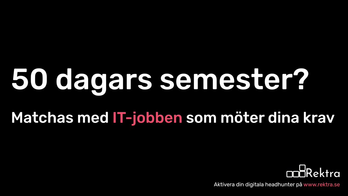 RektraAB's tweet photo. Rektra matchar dig med jobben som möter dina krav. Skapa ett konto på https://t.co/a7LVeFDh2t redan idag.
 
#Rektra #sthlm #unitygamedev #developer #unitydev #techjobb #itbolag #FrontEndDeveloper #uxdesign #javascript #React https://t.co/YiBzvYwT4T