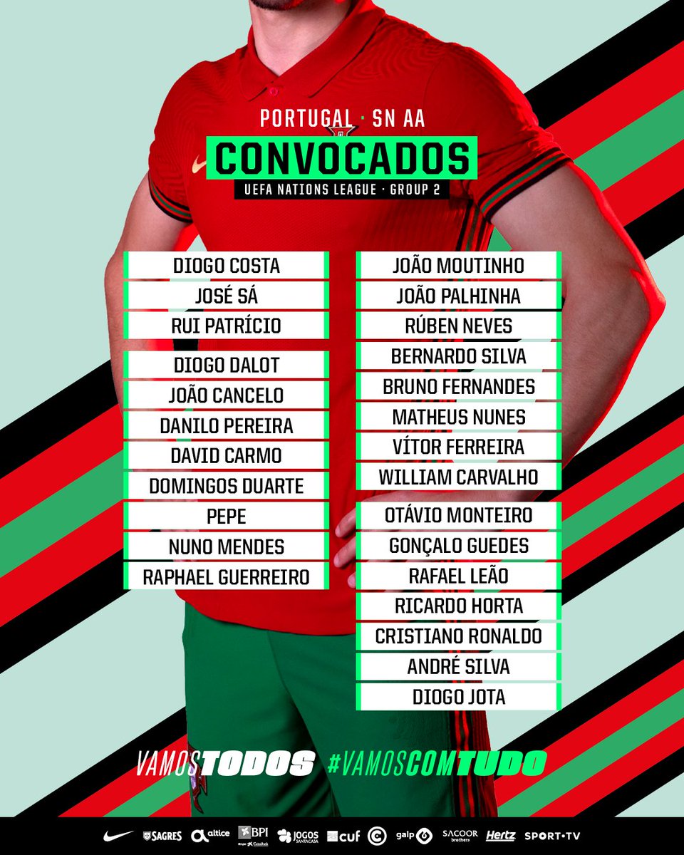selecaoportugal's tweet photo. 🔜🏆 A Liga das Nações vai começar! Esta é 𝘼 𝙉𝙊𝙎𝙎𝘼 𝙀𝙌𝙐𝙄𝙋𝘼! 📋 

#VamosComTudo #TeamPortugal #NationsLeague https://t.co/yFROS4ghpB
