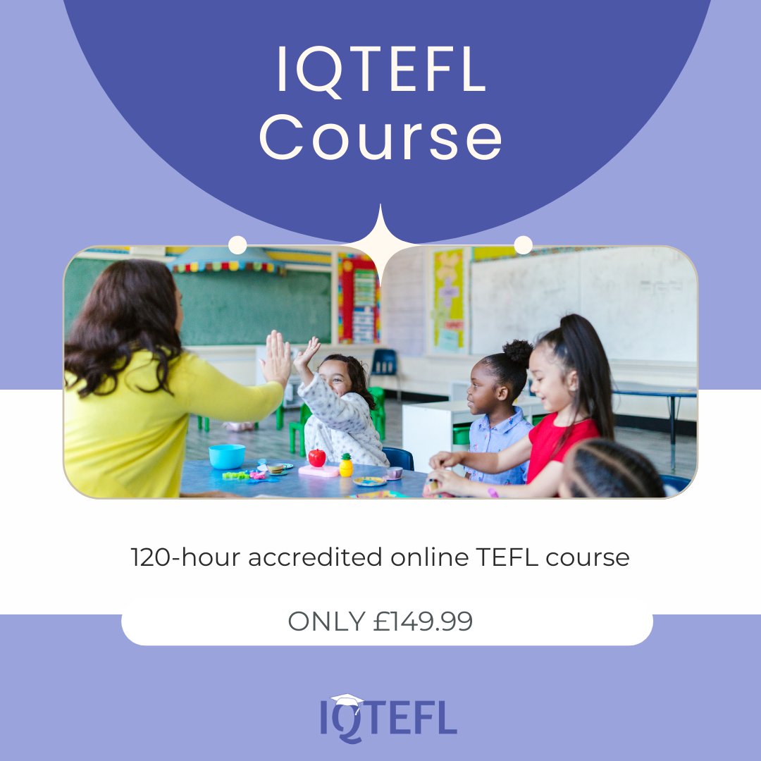iqtefl's tweet photo. Take a look at our 120-hour accredited online TEFL course for only £149.99! 👉 https://t.co/cQFBZdOitM

#TEFL #teachEnglish #TeachEnglishasaForeignLanguage #teachabroad #teachandtravel #learnenglish #learningenglish #IQTefl #learningisfun #workathome #workandtravel #education https://t.co/Uv1Fn8IqDD