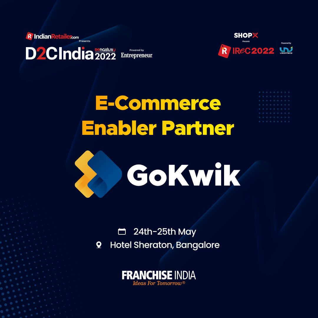 gokwik's tweet photo. We are super psyched to announce that we are the official "Ecommerce Enabler" Partner for the IREC Aisa 2022 and D2C India 2022
@Indian_Retailer 

Register Now: https://t.co/GEjJiXYJiz

#IReC #D2C #ecommerce #HigherandKwiker #GoKwik https://t.co/hauCSw4N3y
