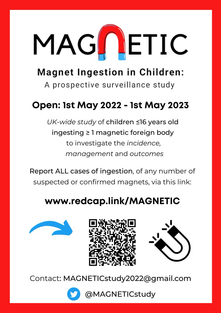 MAGNETICstudy (@magneticstudy) on Twitter photo 20 days into <a href="/MAGNETICstudy/">MAGNETICstudy</a> and 17 cases of magnet ingestion have been reported! Thank you to all those participating so far - please spread the word! #Pediatrics #Research <a href="/PERUKItweep/">PERUKI</a> <a href="/BAPS1953/">BAPS</a> <a href="/rcpch_trainees/">RCPCH Trainees</a> <a href="/RCEMLearning/">RCEMLearning</a> 20 days into <a href="/MAGNETICstudy/">MAGNETICstudy</a> and 17 cases of magnet ingestion have been reported! Thank you to all those participating so far - please spread the word! #Pediatrics #Research <a href="/PERUKItweep/">PERUKI</a> <a href="/BAPS1953/">BAPS</a> <a href="/rcpch_trainees/">RCPCH Trainees</a> <a href="/RCEMLearning/">RCEMLearning</a>