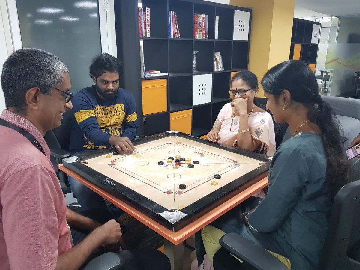 RoundSqr's tweet photo. It was a great day to be at @RoundSqr's office today as we took a break from our busy schedule and spent some quality time bonding on carroms.

#companyculture #roundsqr #carrom #employeeengagement #workculture #culture #employeeappreciation #team #company #employeewellness https://t.co/o2mouWQjOZ