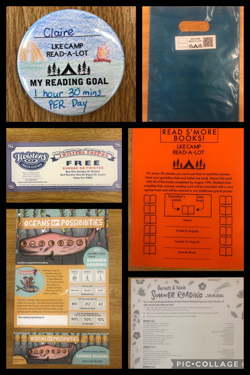 LKELionsLibrary's tweet photo. Check out what’s in @LKELionsLibrary Camp Read-A-Lot summer reading bags! Along with a personalized summer reading goal magnet, students have a bag full of reading opportunities and a sweet bonus for being “Roaring Readers”! @jocolibrary @bvlibraries @CustardFrozen https://t.co/tmDhbmBBNK