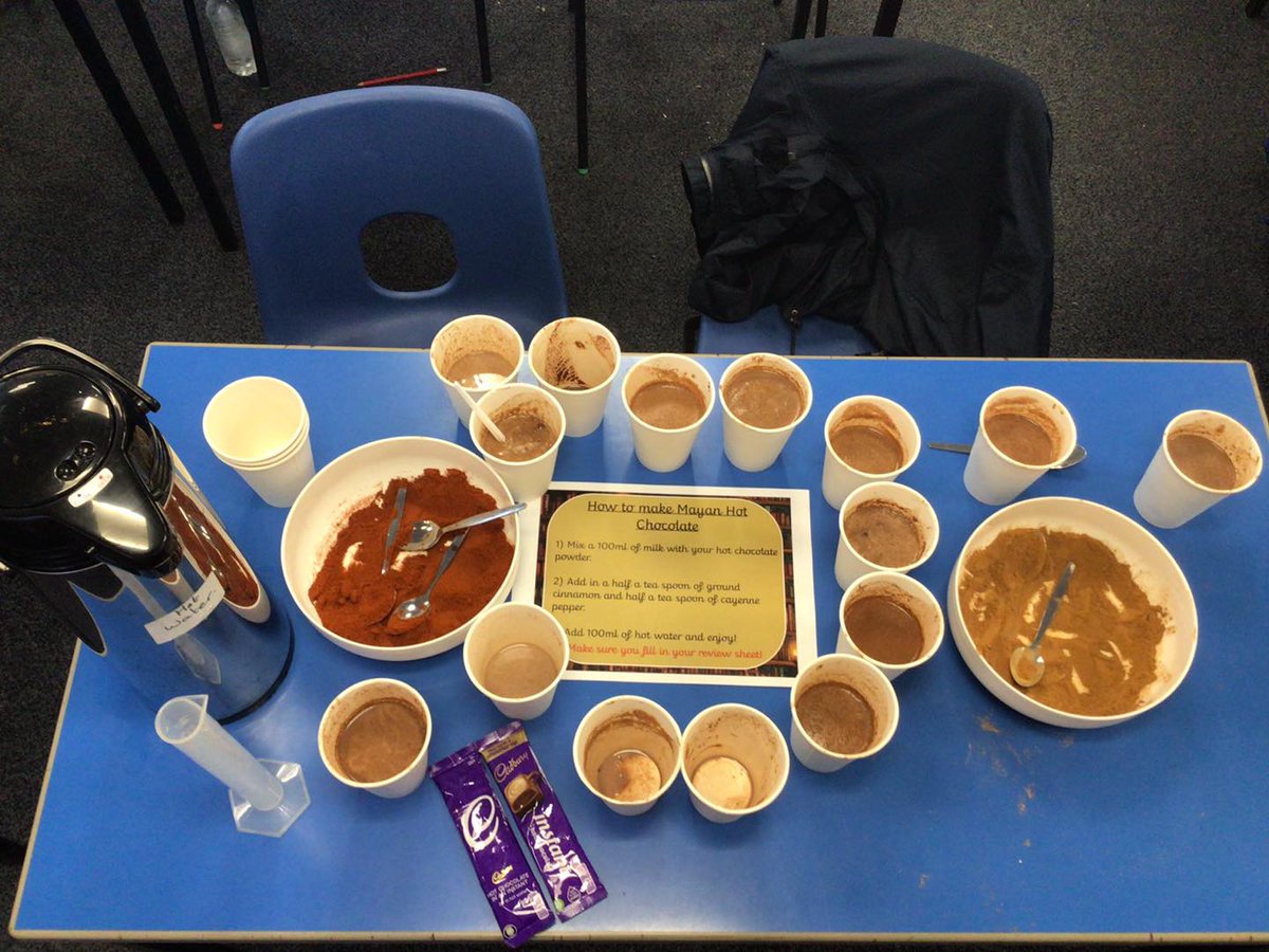 Mr Hunt has been teaching Y5 about Mayan chocolate culture ... There is nothing like a bit of cayenne pepper and cinnamon to spice up your hot chocolate.