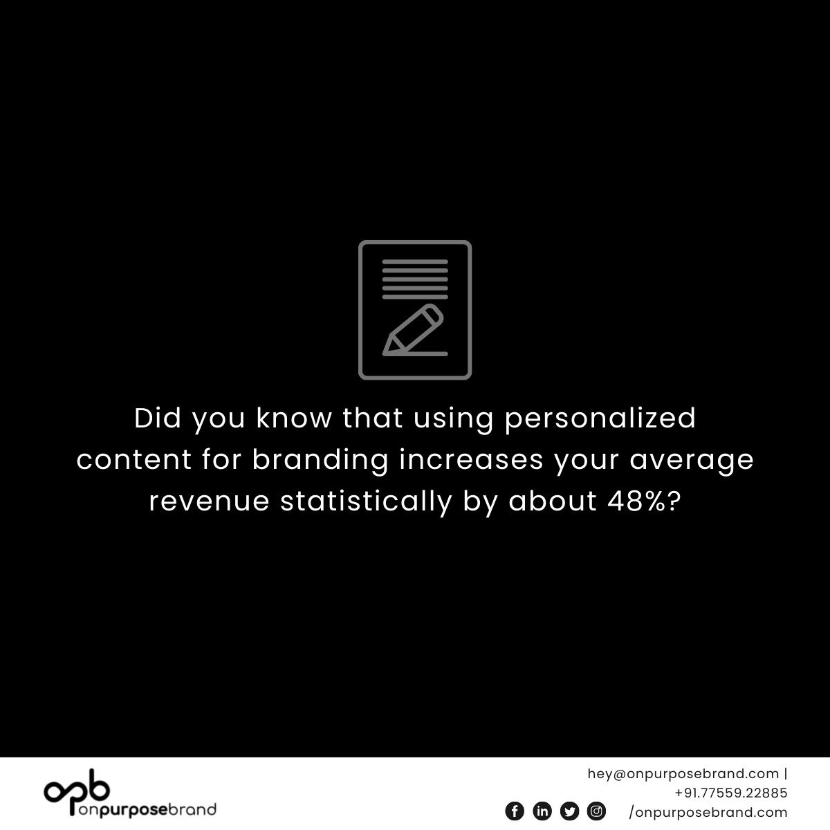 OnPurpose_IN's tweet photo. Connecting to your audience using #personalized #content &amp; making them familiar with your brand name is the key to success.

A great percentage of #customers relate to the values cited by the #brand &amp; not just the products.

#OnPurposeBrand #marketing #branding #marketingstrategy https://t.co/oE5x5FsvvX