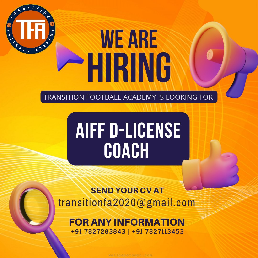 FaTransition's tweet image. 🚨🚨Hiring Alert!!🚨🚨
Hiring AIFF D License coach for our Residential program. 

Intersted personals kindly share your CV with the above mentioned email address.

#transitionfa #dlicense #AIFF #indianfootball #footballcoach