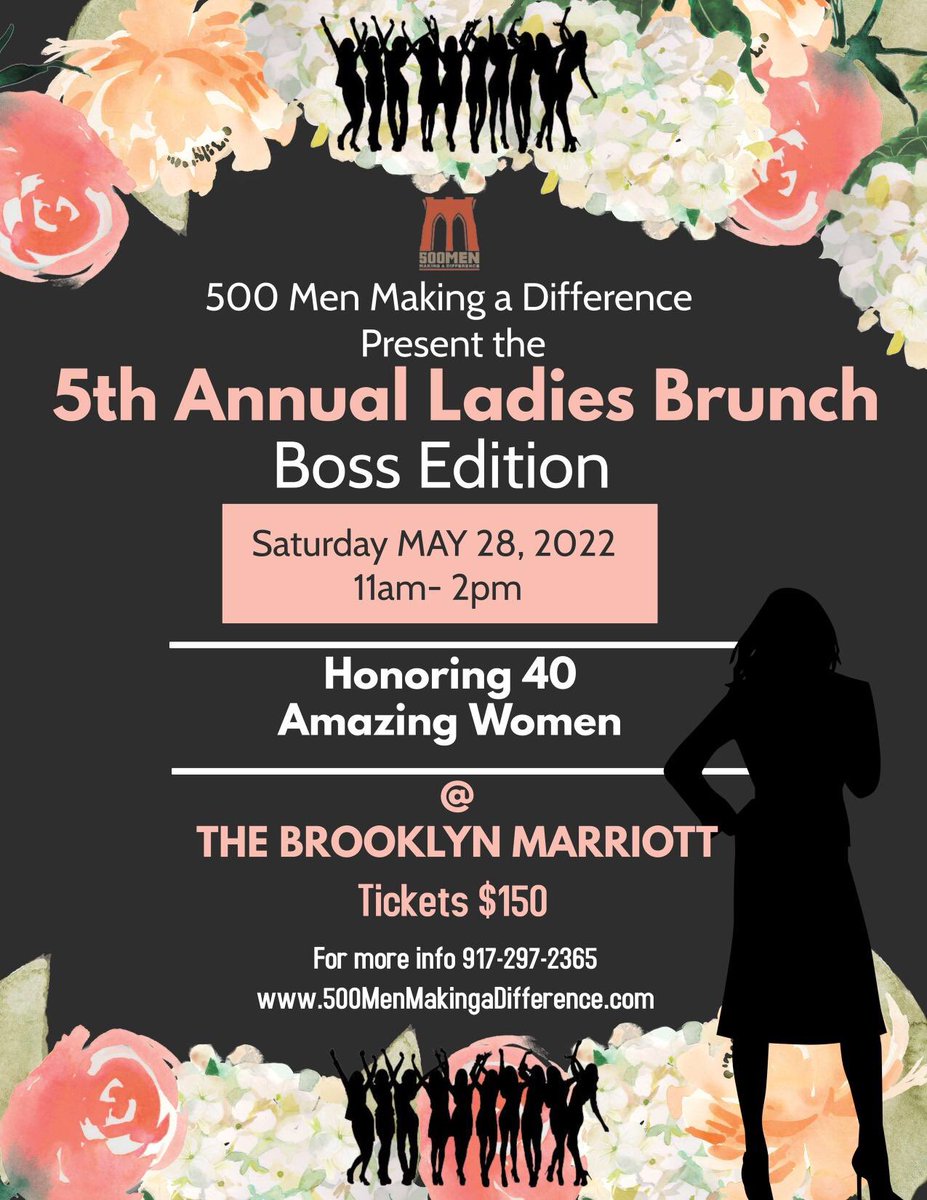 Thank you to 500 Men Making a Difference for selecting me as one of their honorees this year for their Ladies Brunch. This org. does great work throughout the boro of Bk &amp; beyond, esp. for the youth. Please consider making a donation. 500menmakingadifference.org