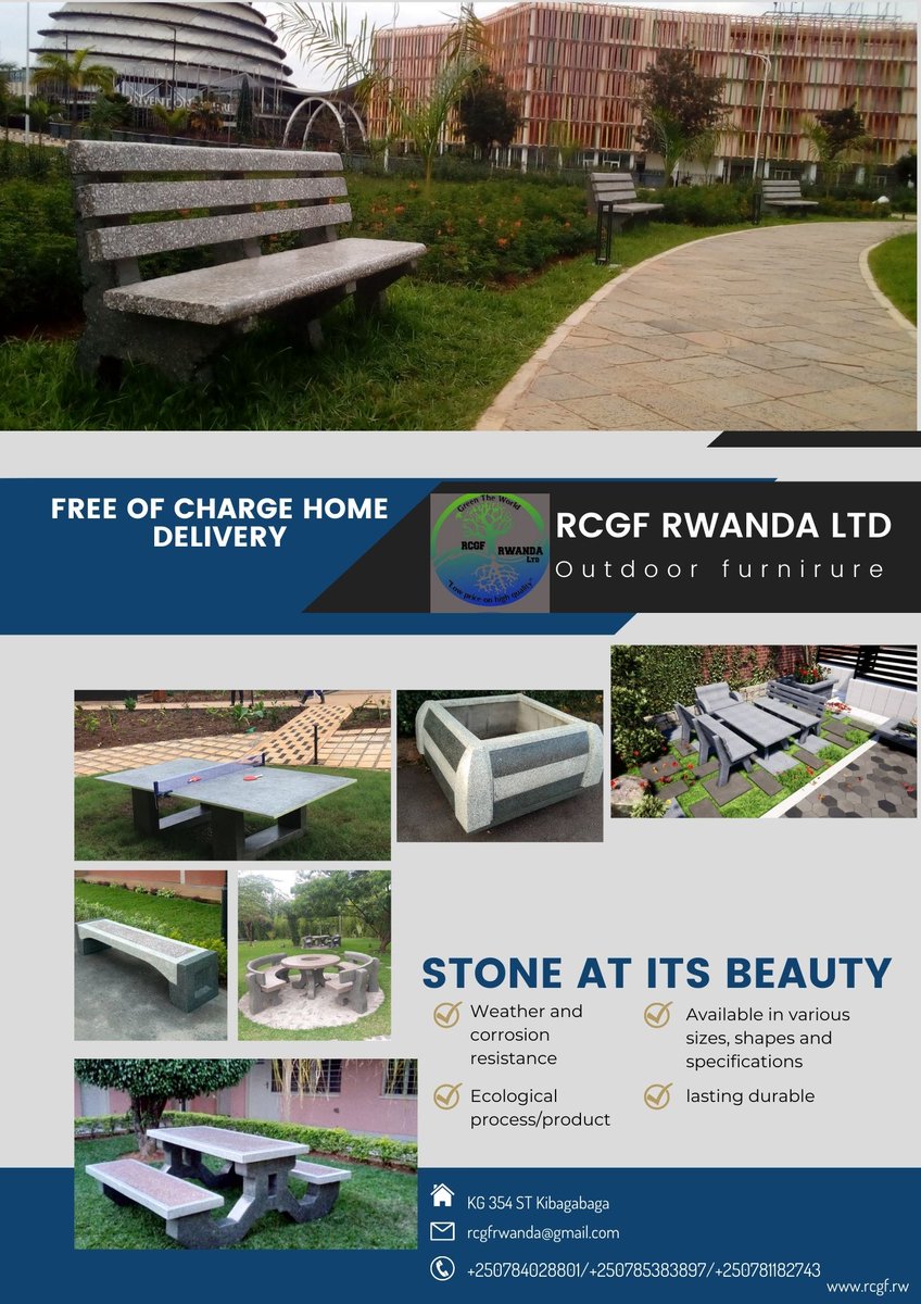 RCGF_Rwanda_Ltd's tweet photo. Did you know that the volcanic stones has been here in Rwanda over 700 years ago? What about commonly known as Urugarika thou? In #RCGF, we transform stones into very useful outdoor furniture. Thank you for the Business! +250785383897 https://t.co/Z0Oaug8f7W