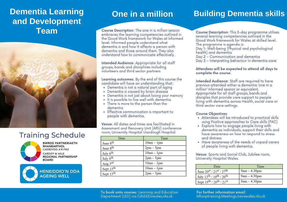 RPB_CAV's tweet photo. The Dementia Learning and Development Team offer free education and training for all staff, volunteers and third sector partners who support with people with dementia. It's #DAW2022 so book your spot today https://t.co/Lb5Lt939le