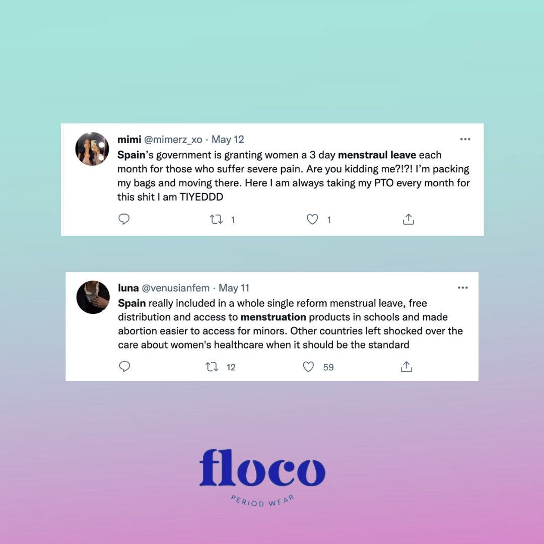 A draft bill says people with periods could have three days of leave a month - extended to five in some circumstances. 

Fingers cross this legislation passes 🤞What an amazing precedent for other countries to follow suit 👀🌏

#Menstruation #PeriodPositive #MenstruationMatters