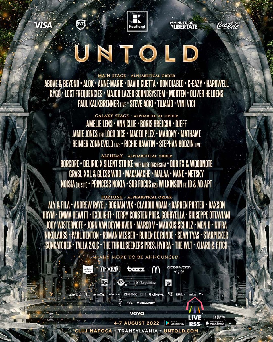 LiveRSS_APP's tweet image. updated info to our app @UntoldFestival 

#UNTOLDmagic 
#music 
#festival 
#festivals 
#festival2022 
#musicfestival

#Romania