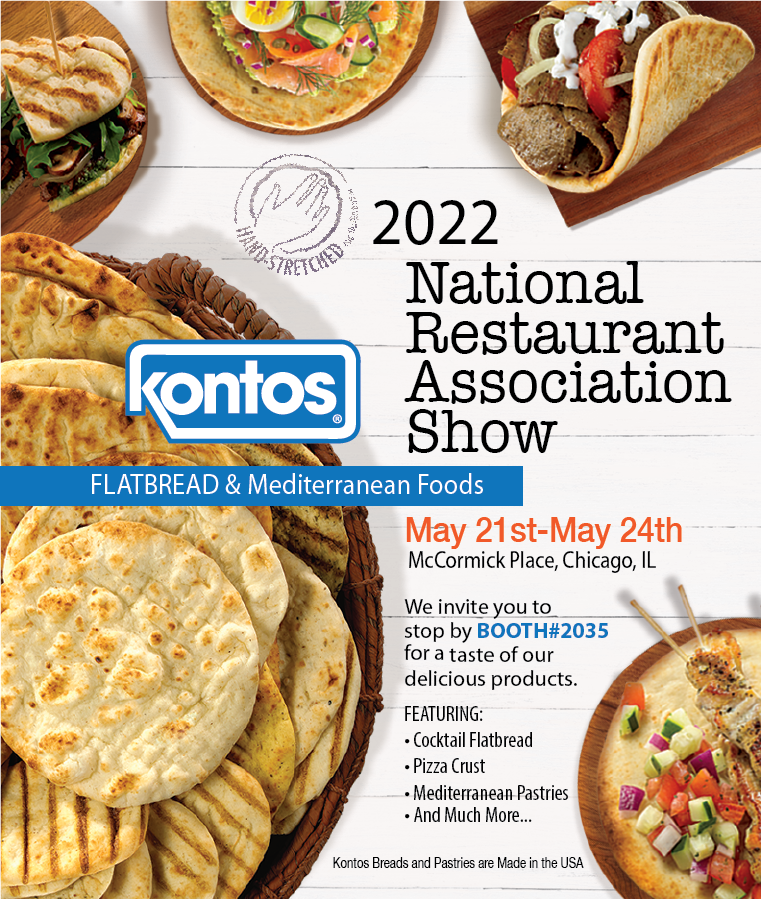 KontosFoods's tweet photo. The @NatlRestShow is back! π¨βπ³ If you're in #Chicago May 21-24, visit us at the @McCormick_Place (Booth #2035) to see our large array of #flatbreads and #MediterraneanFood. All Kontos Flatbread is #MadeInTheUSA. πΊπΈ
#2022RestaurantShow #restaurantbusiness #foodservicebusiness https://t.co/FUn1h0mn24