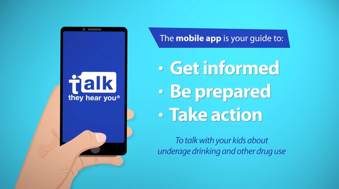 The mobile app is your guide to: Get informed; Be prepared; Take action. To talk with your kids about underage drinking and other drug use.