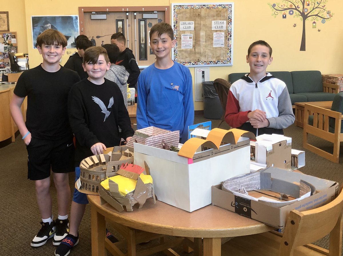PlainedgeMSLMC's tweet photo. More sixth graders dropping off their Ancient Roman artifacts for our gallery display. Come on by to see them next week in the Library! #ancientromeproject #cleverideas #sixthgradesocialstudies https://t.co/rYilQe9QIv