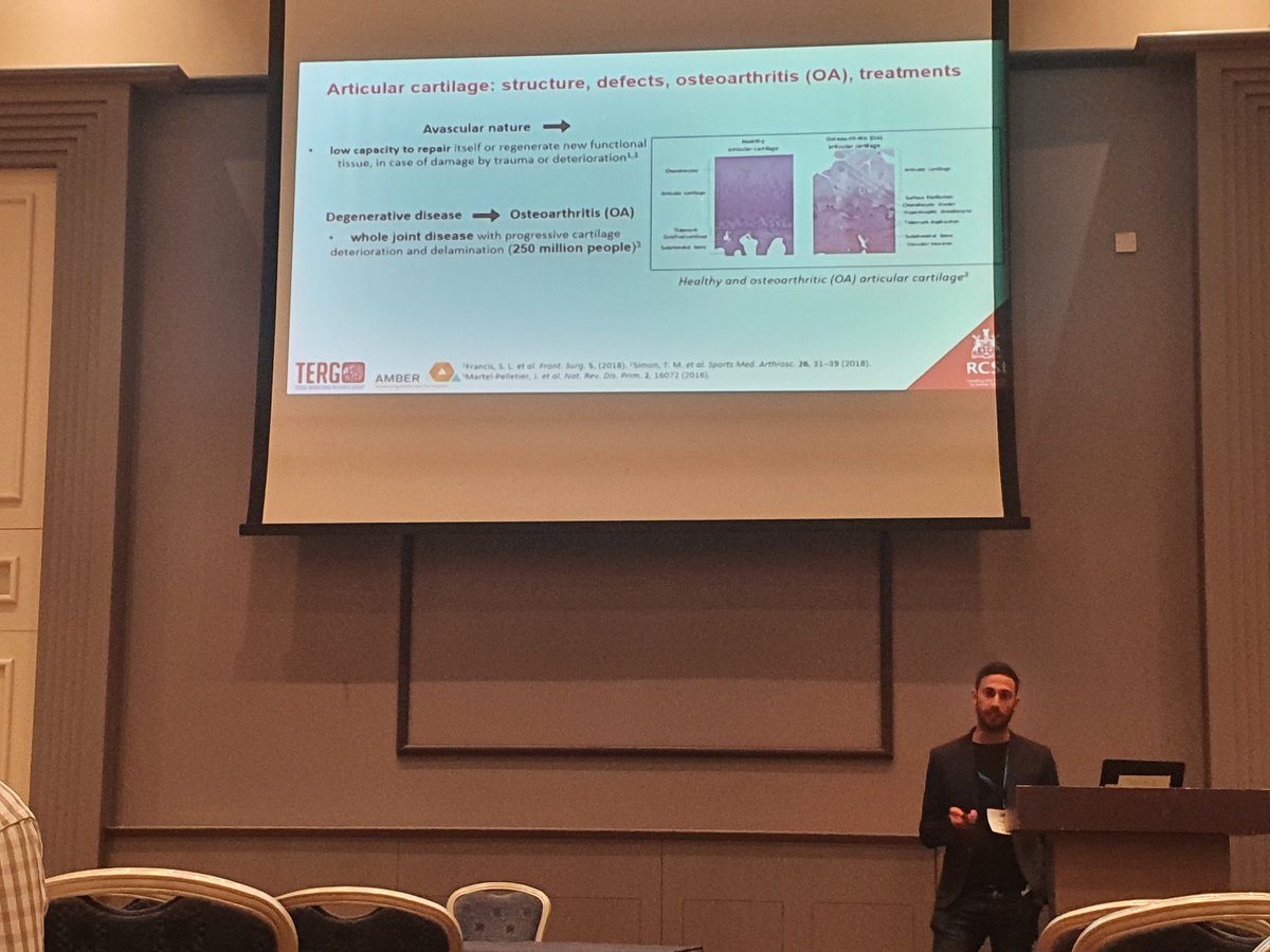 Back to back <a href="/TissueEngDublin/">RCSI TERG</a> researchers we have <a href="/claudio_intini/">Claudio Intini</a> sharing his PhD and postdoctoral work on scaffolds delivering a miRNA inhibitor to aid in chondrogenic regeneration in cartilage diseases @bini_2022