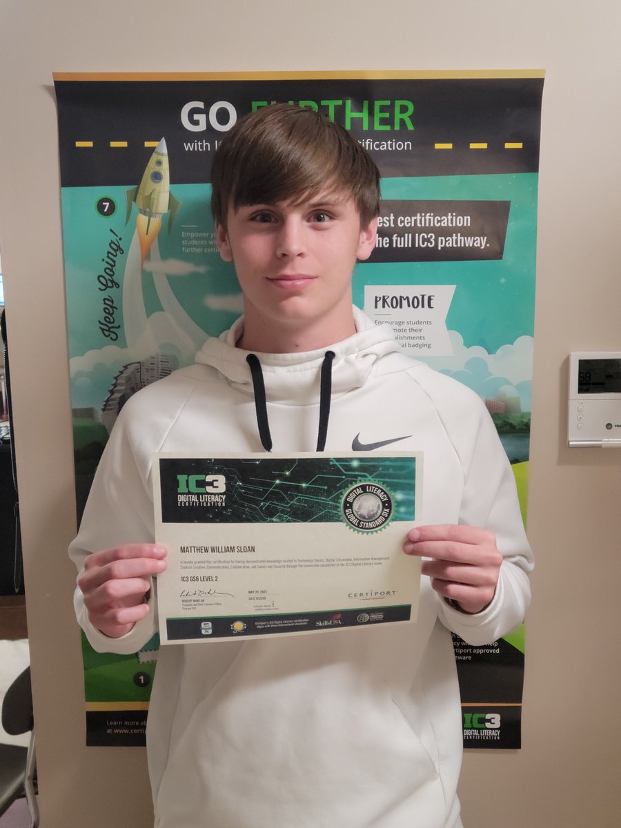 AtcRussell's tweet image. RATC News: Matthew Sloan passed his IC3 Industry Certification Exam! Way to go, Matthew!  Super proud of Matthew &amp;amp; Mrs Phipps!! @Russell_Updates @CTEWorks