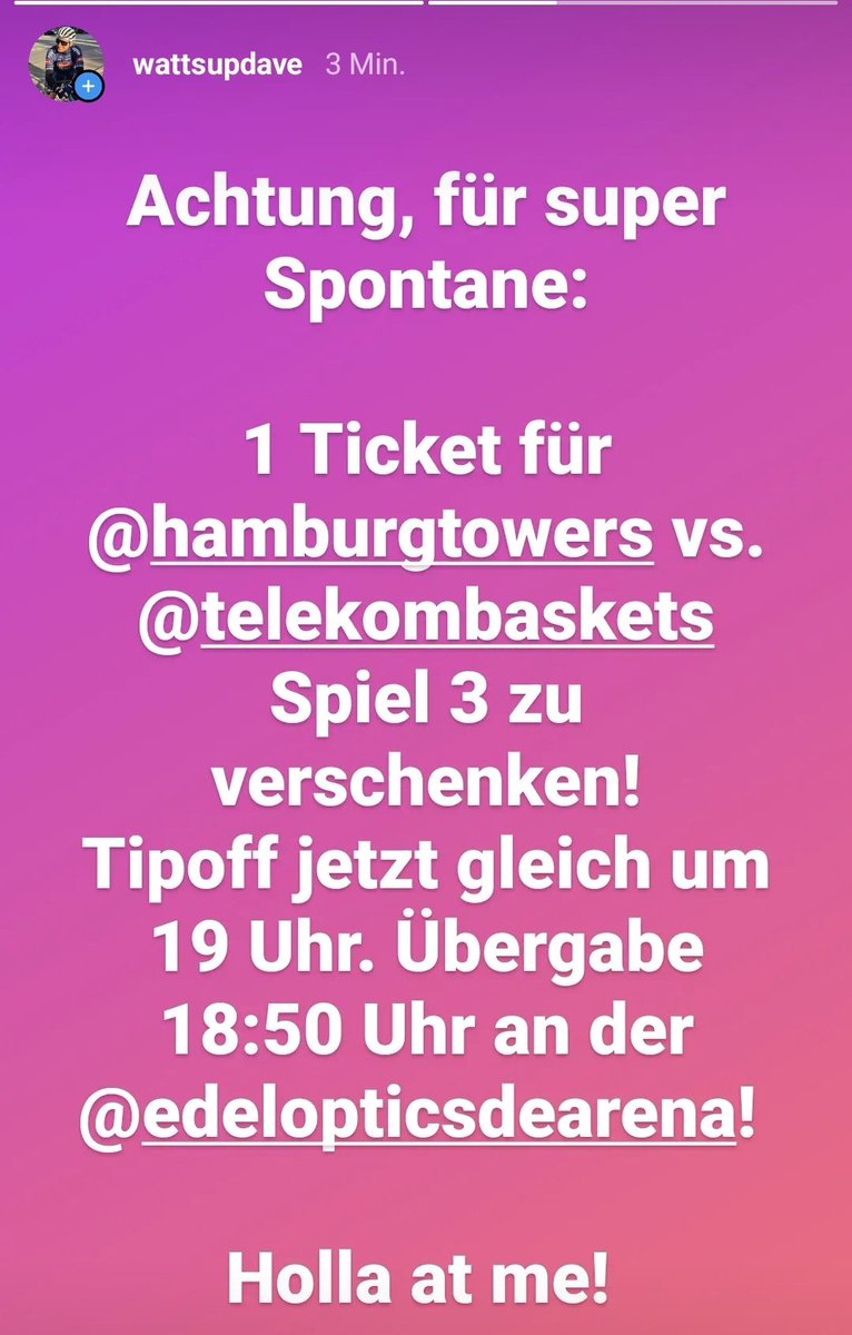 Jemand super spontan Interesse? Übergabe 18:50 Uhr an der Halle! #Towers #Baskets #PlayoffsBaby