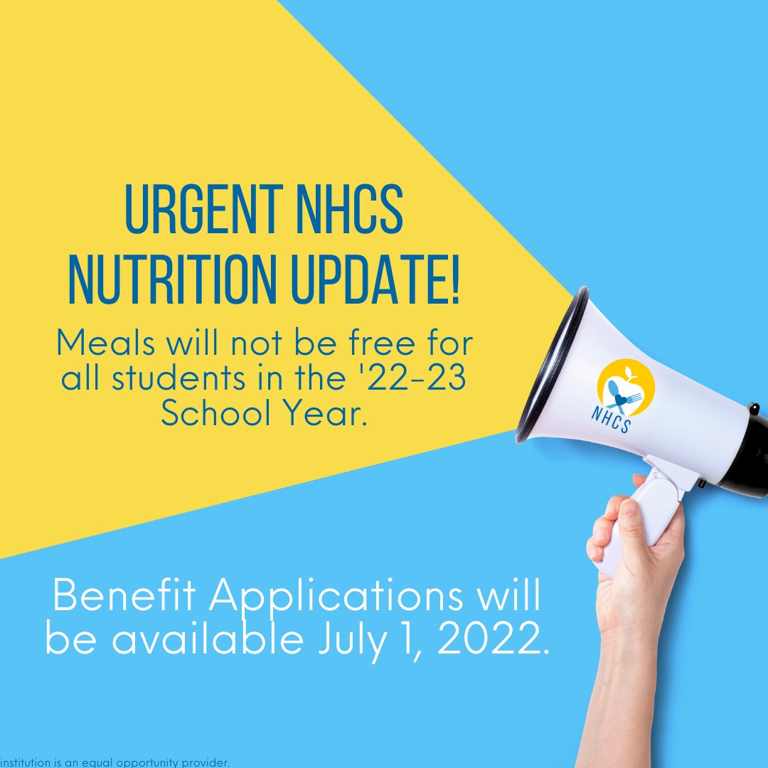 (1/2) Since the pandemic, we have been able to feed all students in <a href="/NewHanoverCoSch/">New Hanover County Schools</a> breakfast and lunch for free through USDA waivers. The USDA has not continued the waivers to feed all students breakfast and lunch for free during the '22-'23 School Year,