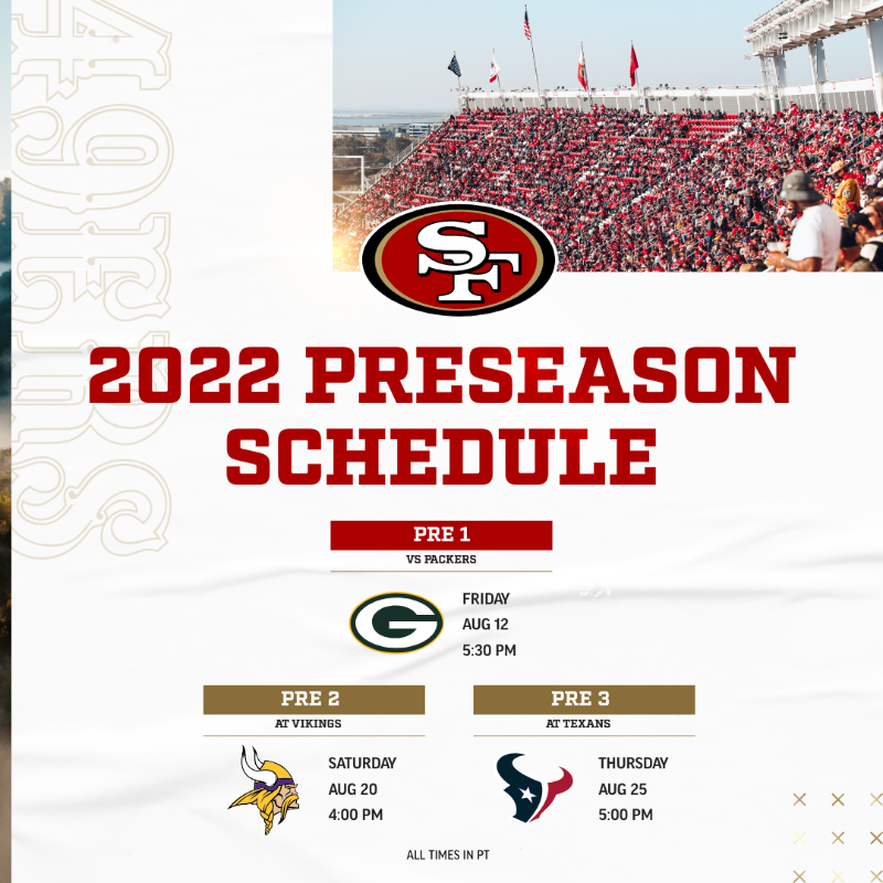 49ers Game Schedule 2022 