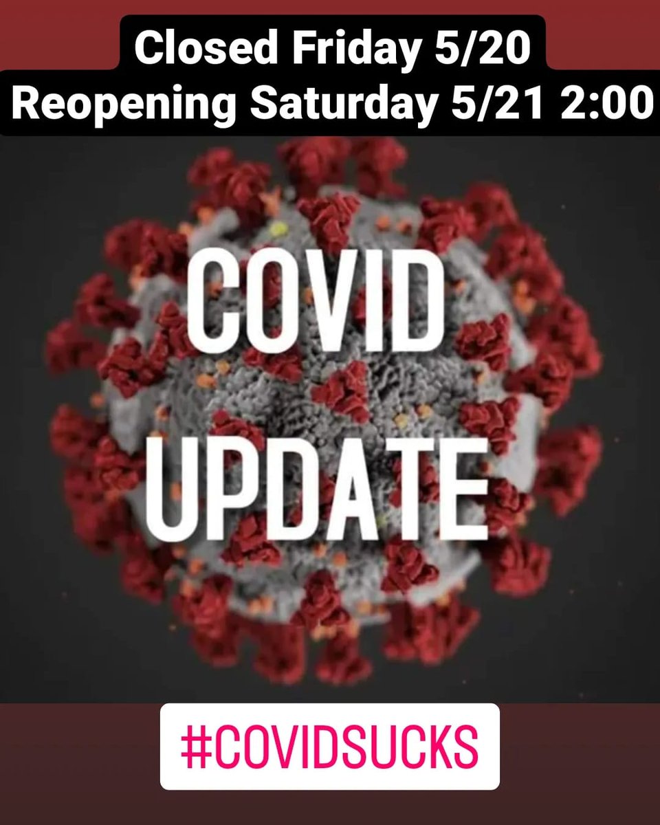 🦠 COVID UPDATE: We will be closed Friday, 5/20 to allow our staff to Isolate another day. We are planning to open back up Saturday, 5/21 at 2:00 PM! Staff will be wearing masks for the next few weeks. 😷 Stay safe!

#COVID19 #covid #CovidUpdate #brewery #Beer