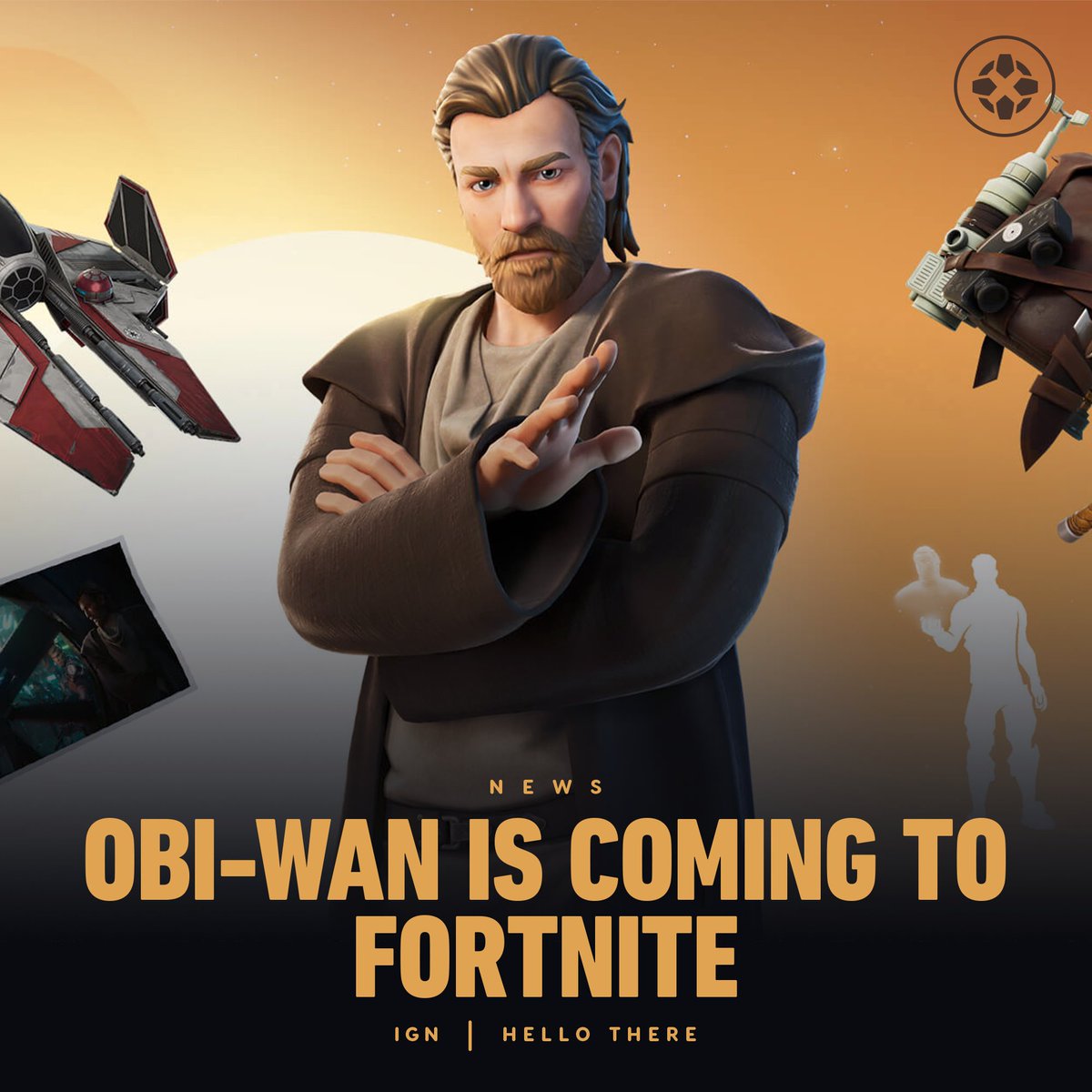 IGN's tweet photo. The Obi-Wan outfit will be available in the Fortnite Shop from May 26, or you can compete in the Obi-Wan Kenobi Cup for a chance to earn it early. https://t.co/bK72EwVvEz