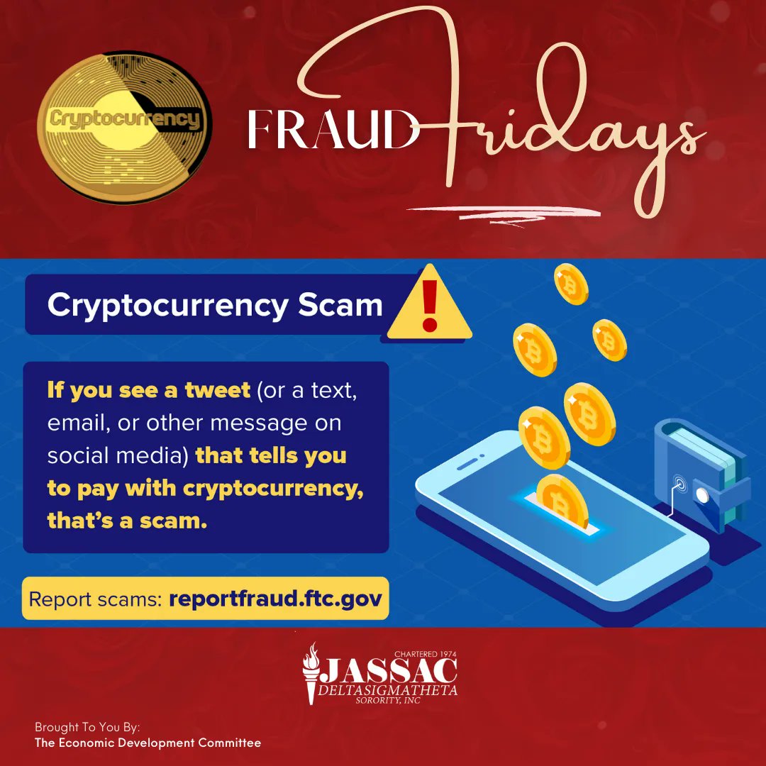 JASSACDeltas's tweet photo. Learn more at https://t.co/iGgZE0H6fV
#JASSAC #economicdevelopment
#cryptocurrency #FTC
#dst #DeltaSigmaTheta
#financialfraud #fraudfridays
#financialfortitude #mightymidwest https://t.co/Jr2Vvcfmrc