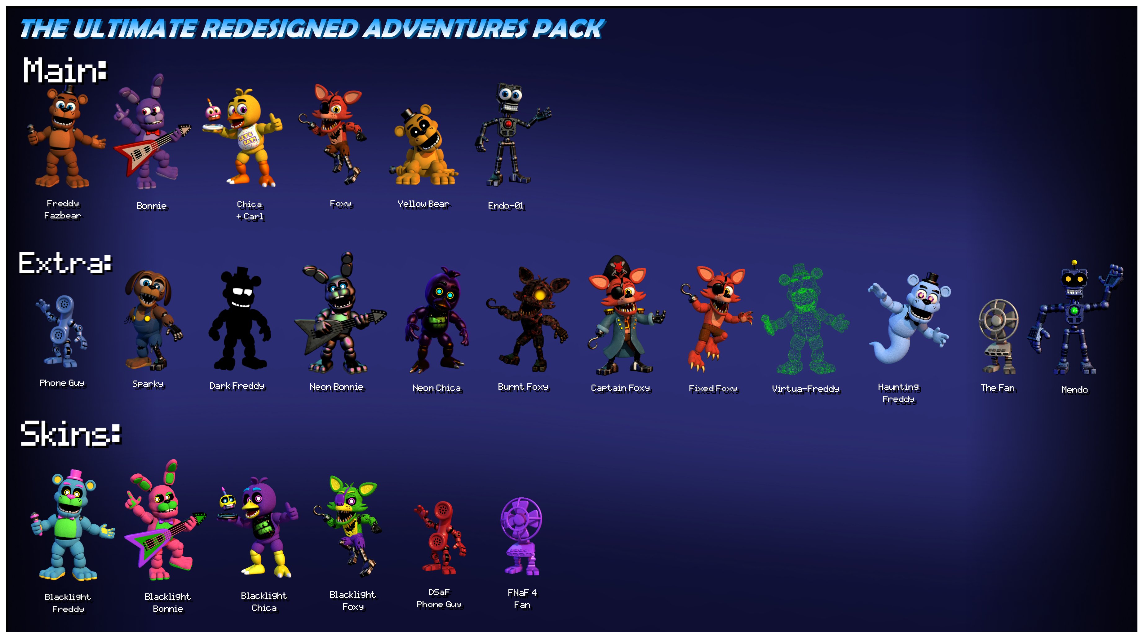 Ultimate Redesigned Adventures Pack on X: Blender 2.79 release of the URAP Five  Nights at Freddy's 1 Pack! Download it on Deviantart now!    / X