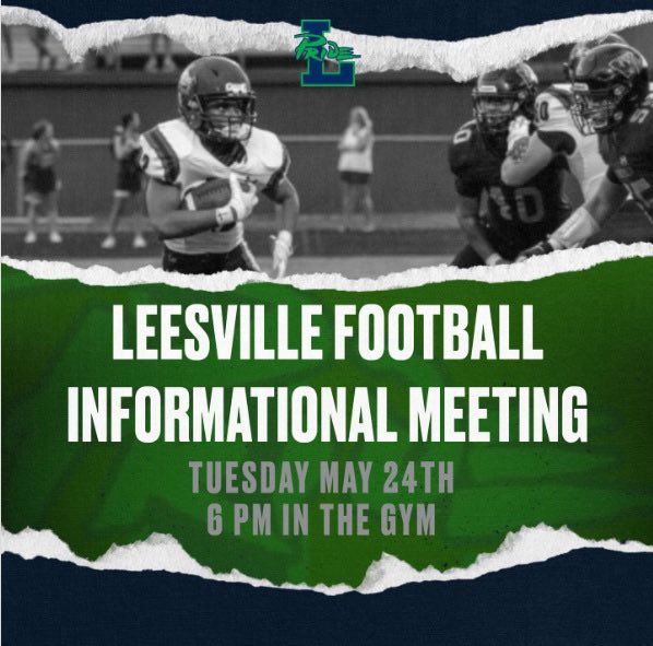 MANDATORY Football Meeting for Parents and Players who are interested in being part of the 2022 Football Season. Come early and shop for fan apparel and accessories; doors open at 5:15pm.