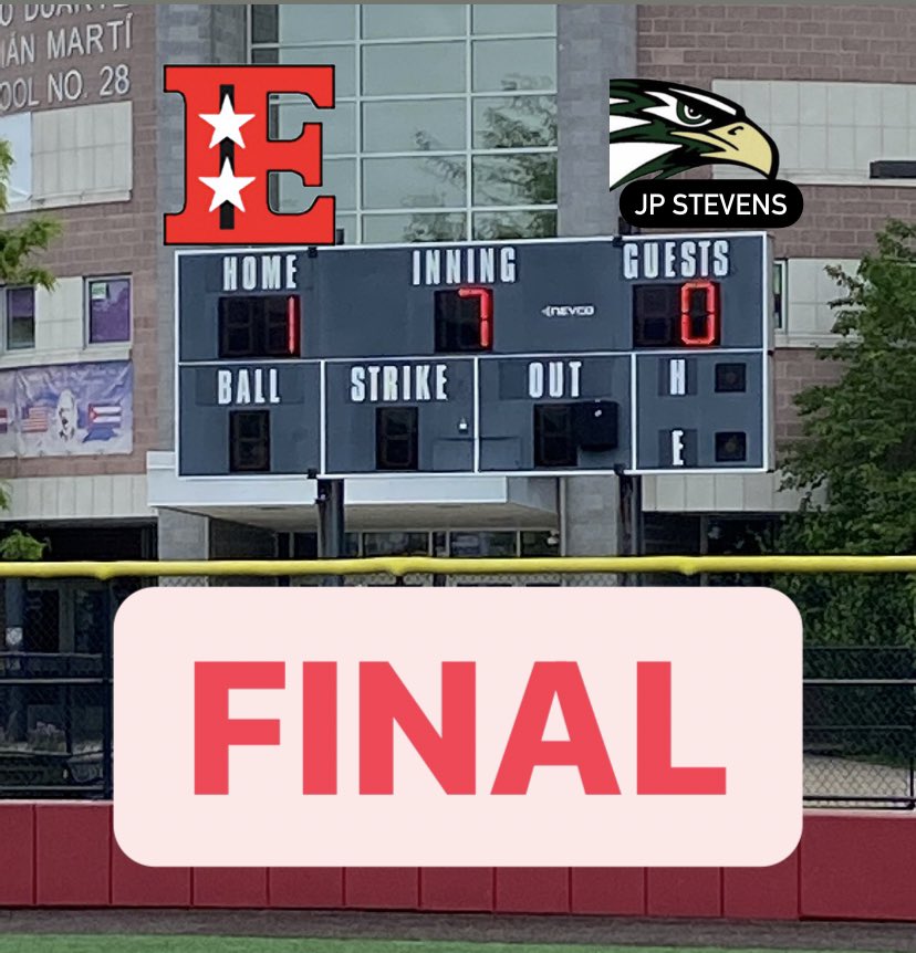 ElizabethHS_SB's tweet photo. It’s all over in Elizabeth!  Elizabeth- 1 JP Stevens- 0. We are headed to the North 2 Group 4 Semifinals. @ElizabethAthle1 @HSSportsNJ @SimeonPincus @epsBOARD https://t.co/Ch5zQp4wH0