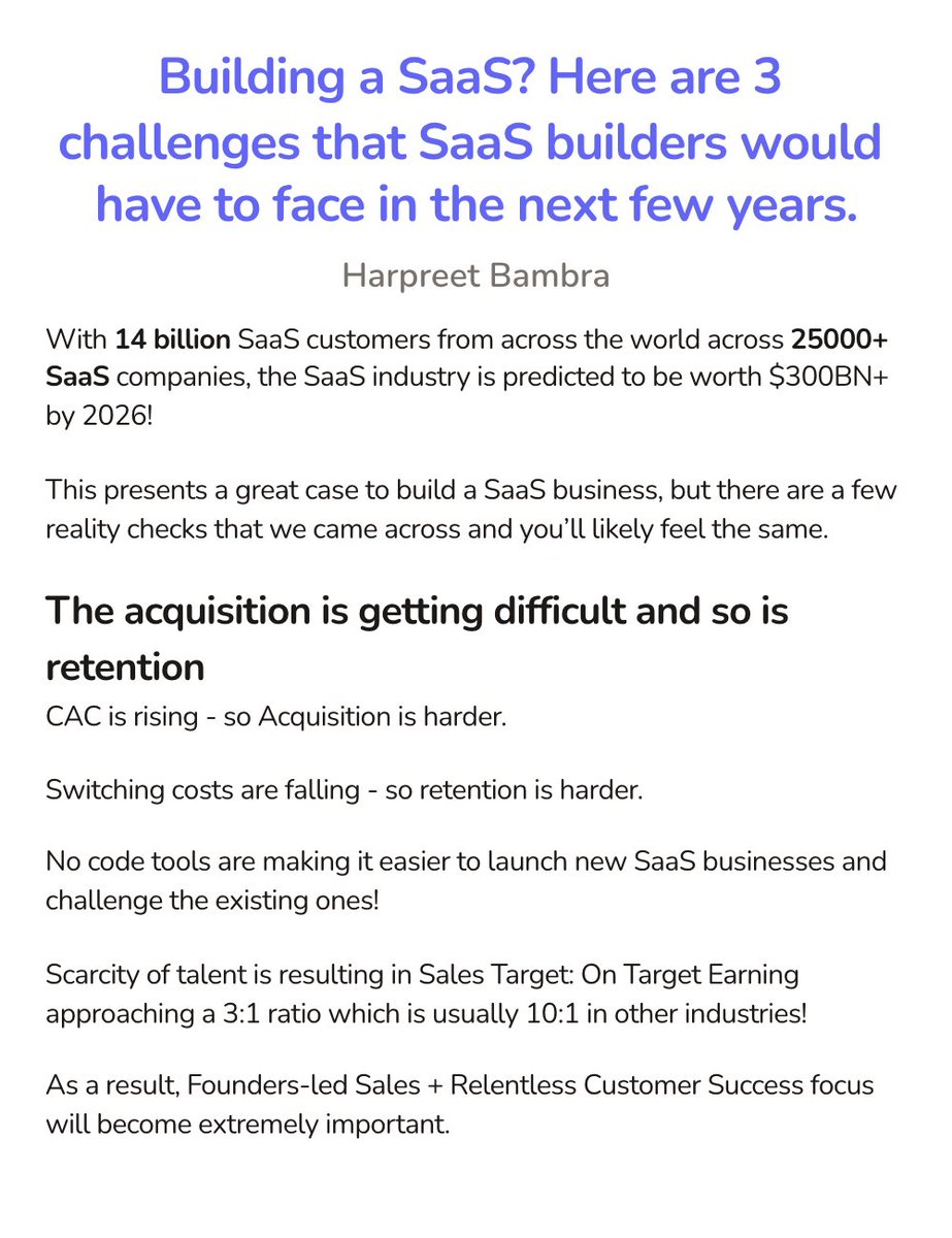 HarpNotion's tweet photo. Building a SaaS? Here are 3 challenges that SaaS builders would have to face in the next few years.

#ship30for30 https://t.co/qgtXrdFwtu