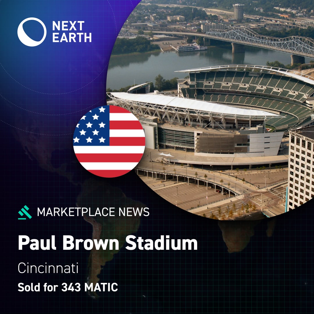 NextEarth_'s tweet photo. It's a really nice Sunday for some of you ...๐ฅ
๐บ๐ธ Paul Brown Stadium, Cincinnati
โ
Sold for 343 MATIC
Grats to the new owner and the seller!
#NextEarth #LandNFT #Metaverse https://t.co/hdmB8REteC
