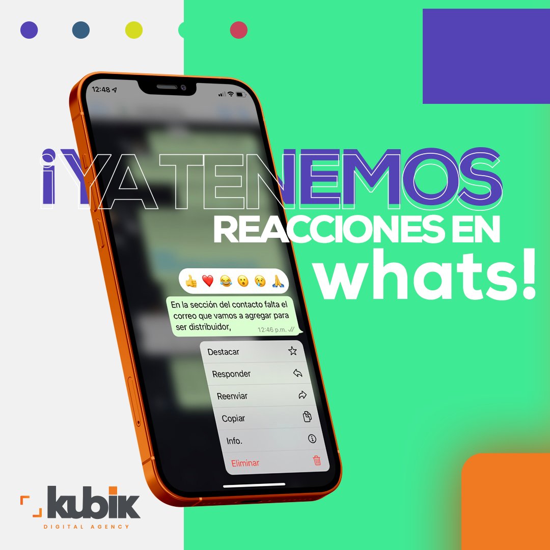kubik_digital's tweet photo. Estas llegan con varias actualizaciones que están cambiando la experiencia de usuario. 🔥 Whatsapp es una de las redes sociales más utilizadas del mundo, millones de personas disfrutan de su servicio y ahora puedes interactuar de esta manera. 📲 https://t.co/CKW2jyWIEW
