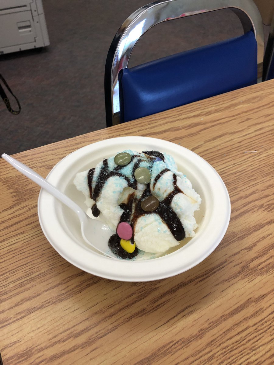 Into every life a little ice cream should fall. Serving up a little Friday Sundae for the staff at Victoria PS today. . .just because. We so appreciate you! #TVDSB #tvdsbopc #WeAreVikings