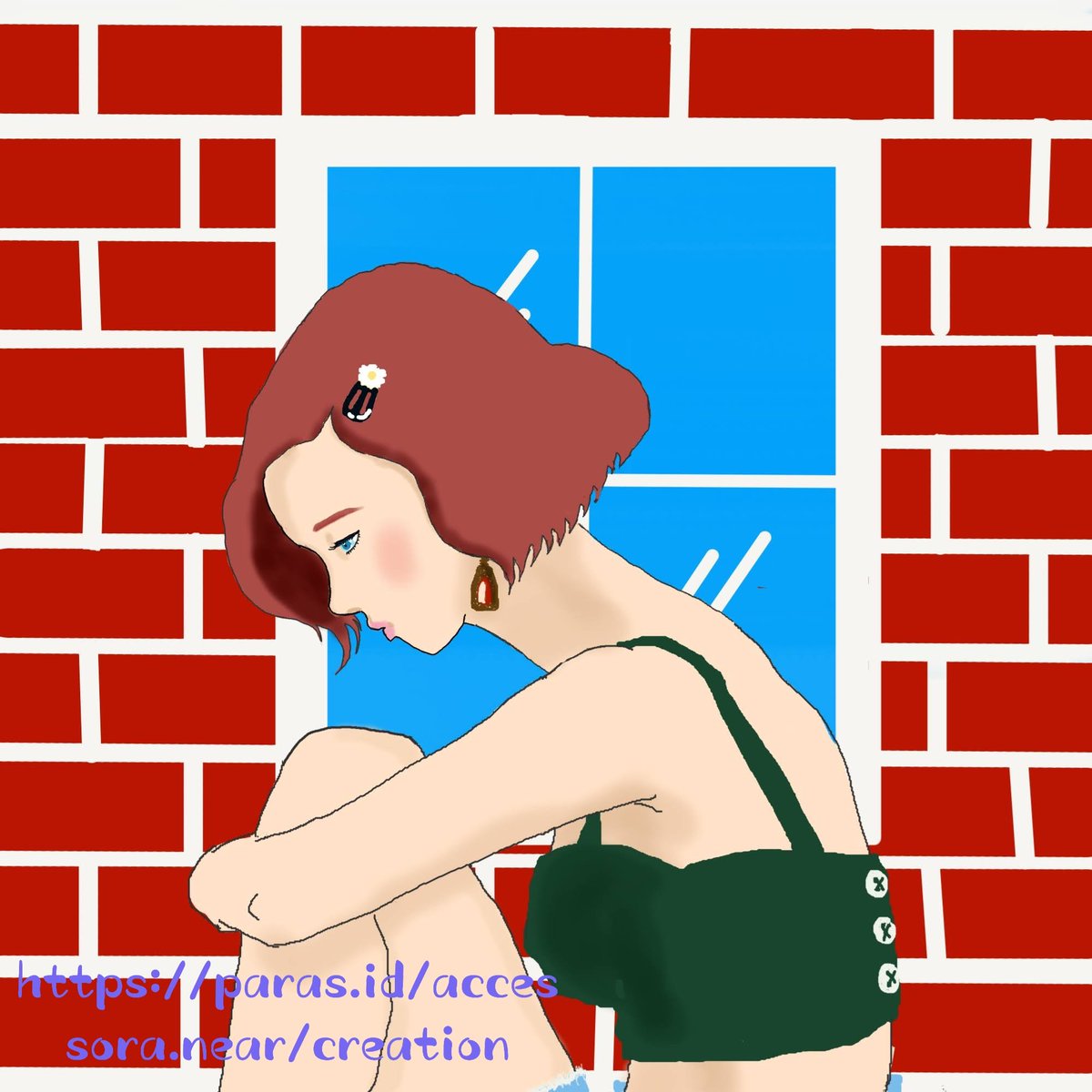 This is Bluey, She always feeling blue. She has no friends, A little pizza shop is only thing she has. Waiting for someone get her out to bright side. #NFTCommmunity  #NFTTHAILAND #NFTArts #ArtistOnTwitter