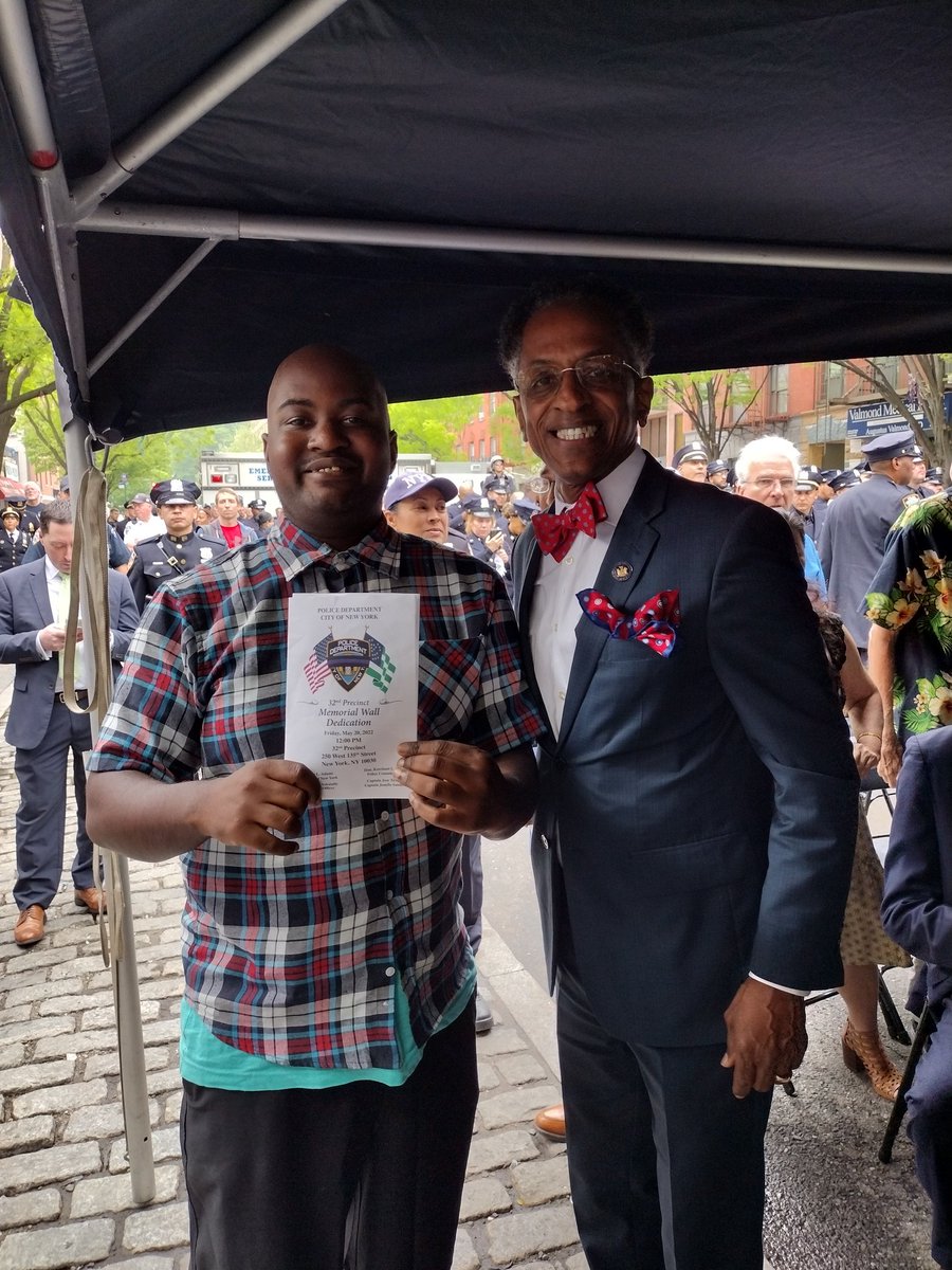 Chrislejohnyc's tweet photo. I was at The #wilbertmora and #jasonrivera @NYPD32Pct Memorial Wall Dedication Ceremony this afternoon. 5/20/2022 with @assemblymanalt1 and @SenatorCCleare https://t.co/IyAu63BIN5