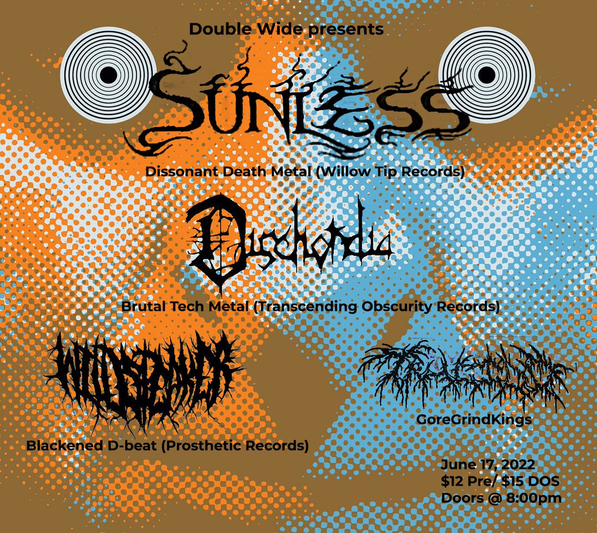 We'll be returning to Dallas, TX next month for a show at <a href="/doublewidebar/">Double Wide</a> with Dischordia, <a href="/Wildspeakerband/">Wildspeaker</a>, and Trucido!

facebook.com/events/6504914…
prekindle.com/event/92165-su…

<a href="/Willowtip/">Willowtip</a> | <a href="/ClawHammerPR/">ClawHammer PR</a> | <a href="/transcendingobs/">Transcending Obscurity Records</a> | <a href="/ProstheticRcds/">Prosthetic Records</a>