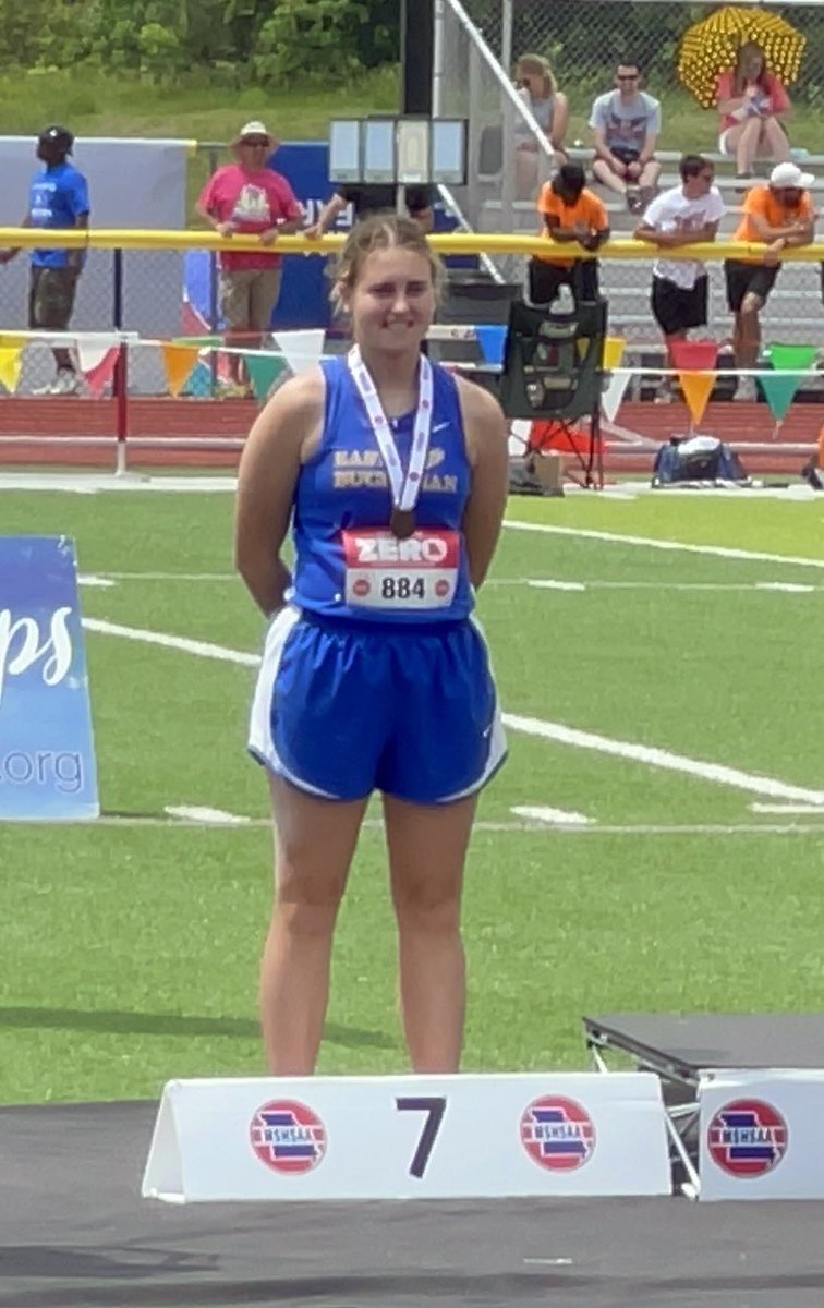 <a href="/HannahArchdekin/">Hannah</a> made the podium! ☑️ Beyond proud! 💙💪🏼💙 #DownTheHill #NoLimits #Lucky7 <a href="/LeaderMOSports/">Leader Sports</a> <a href="/chrisRroush/">Chris Roush</a> <a href="/eastbuchtrack/">East Buchanan Track & Field</a> <a href="/eb_softball/">East Buchanan Softball</a> <a href="/MSHSAAOrg/">MSHSAA</a>