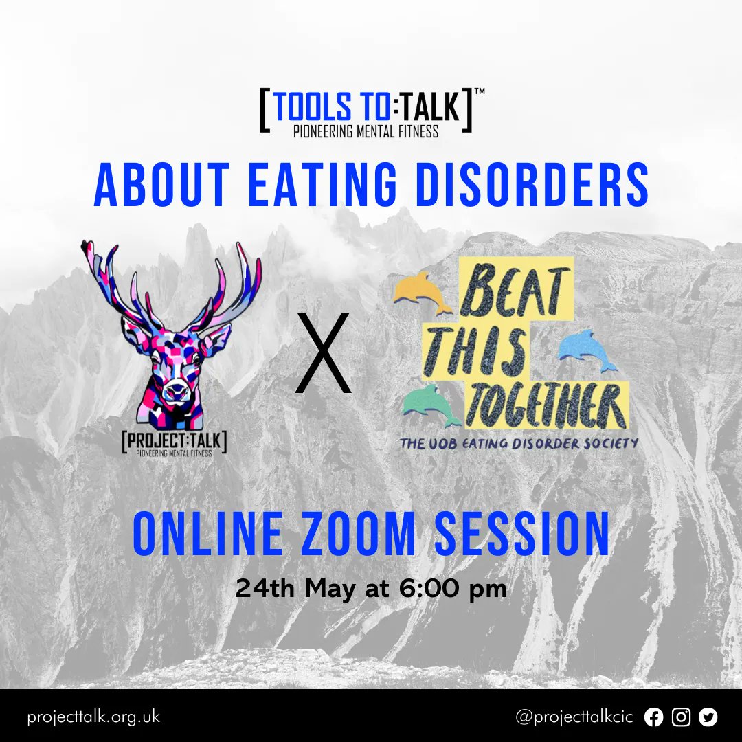 PROJECTTALKCIC's tweet photo. Missed out on the in-person TOOLS TO:TALK about #eatingdisorders session with @bristolbeatseatingdisorders? You're in luck, we'll be running an online session on the 24th of May at 6 pm. Link in bio to sign-up!
#toolstotalk #projecttalk #mentalfitness #eatingdisorderawareness https://t.co/8M6gsjpmJF