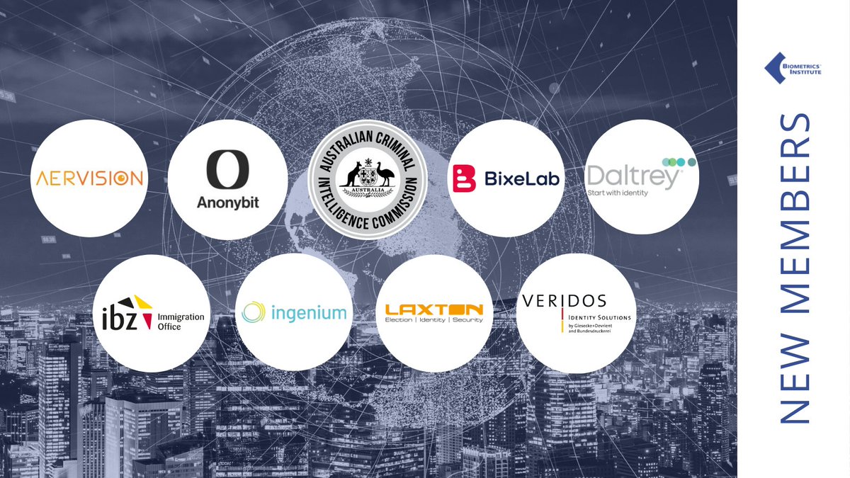 BiometricsInst's tweet photo. Welcome new members to our international #biometrics network of 200+ orgs from 30 countries:
@AerVision
@Anonybit1
@ACICgovau
#BixeLab
@DaltreyID
ibz, Belgium
Ingenium Biometrics
@Laxton_Group
#Veridos
Check out https://t.co/ivfQAO8Ef3
#responsiblebiometrics #newmembers https://t.co/umyTkfs1D6