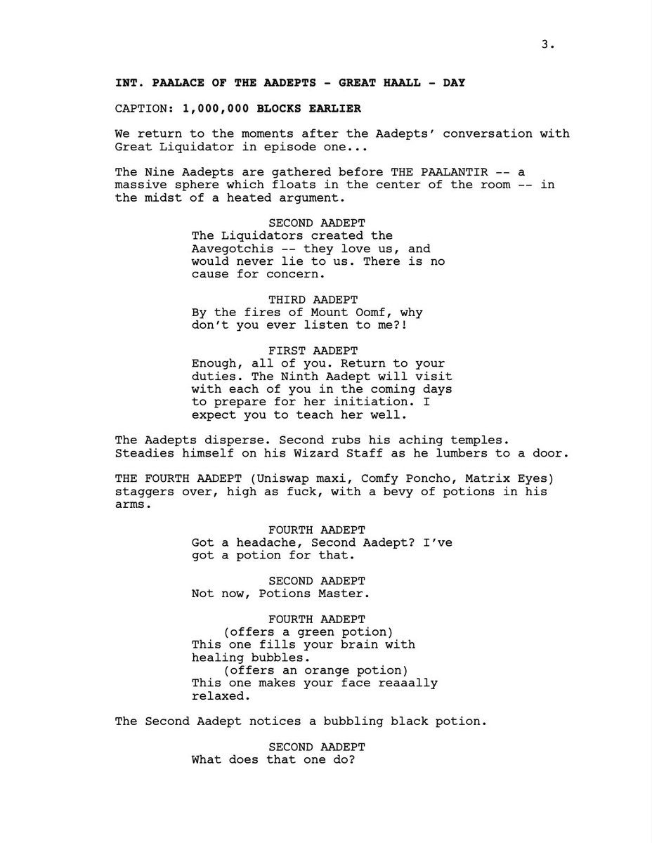 🧪 🧪 🧪 🧪 

The Potions Master offers his services…

THE NINE AADEPTS: EPISODE TWO
Page three. 👀

#Aavegotchi #GotchiGang #Gotchiverse #P2E <a href="/aavegotchi/">Aavegotchi 👻🟦 Now on Base!</a>