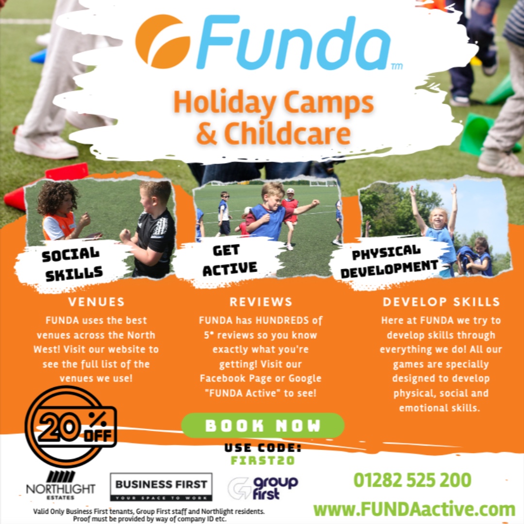 Calling Business First tenants &amp; Northlight residents - do you need childcare &amp; holiday camps?

Northlight tenant <a href="/FUNDAactive/">FUNDA®</a> are offering 20% off bookings - see their page to see what they offer!

(Proof of ID will be required)

fundaactive.com

#holidaycamp #childcare