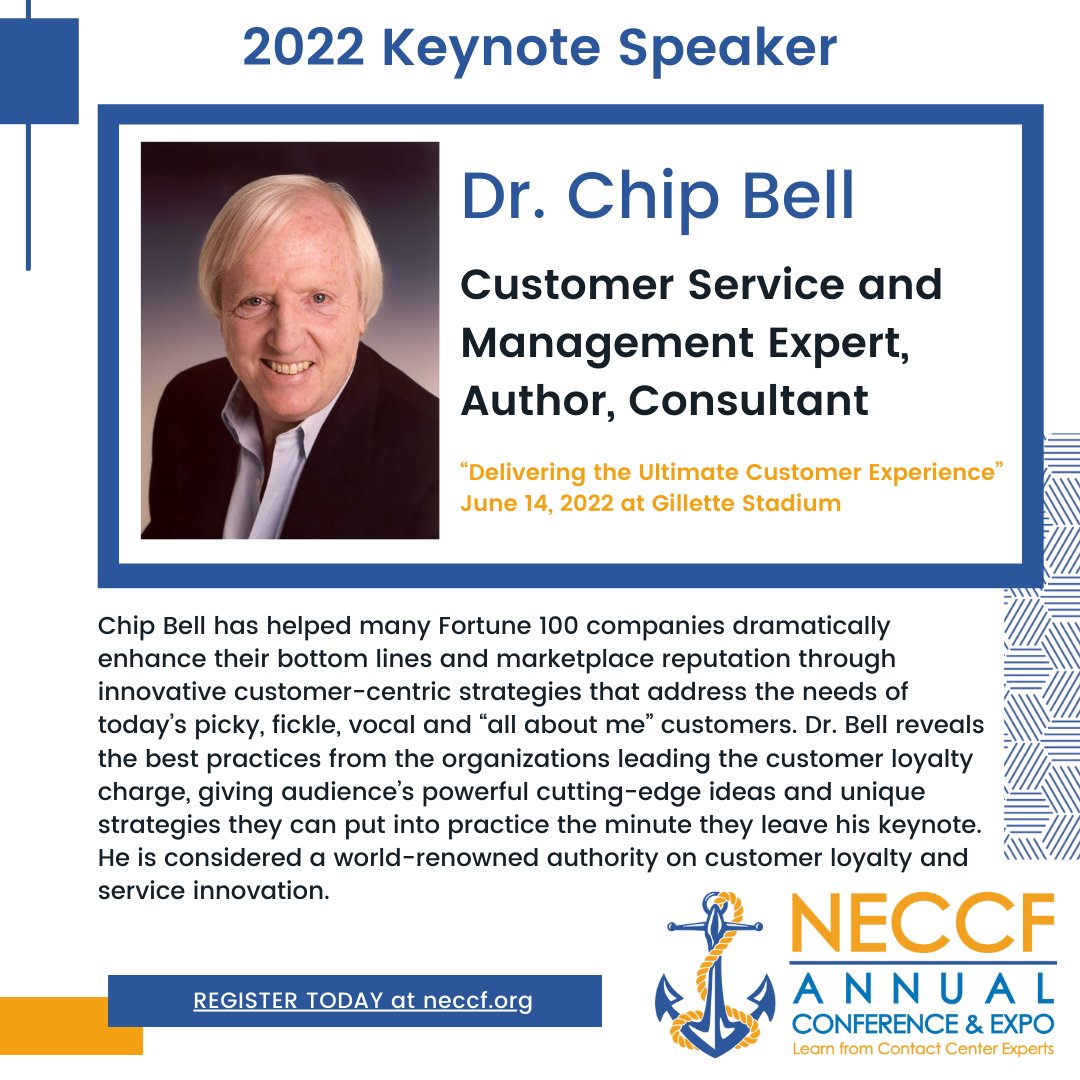 NECCF's tweet photo. Our event is just a few weeks away!
Don't miss out on seeing our keynote speaker Chip Bell- register today! https://t.co/6KBJuKxbgY

@ChipRBell 

#NECCF https://t.co/Djbw8fdki5