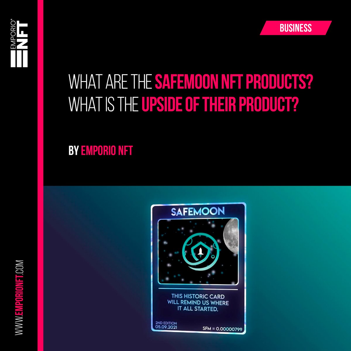 EmporioNft's tweet photo. What Are The SafeMoon NFT Products? What Is The Upside of Their Product?
https://t.co/H4GG9knRp1
#emporionft #nft #safemoon #products #nftproducts #news #upside #business #metaverse https://t.co/eBUarN1HDa