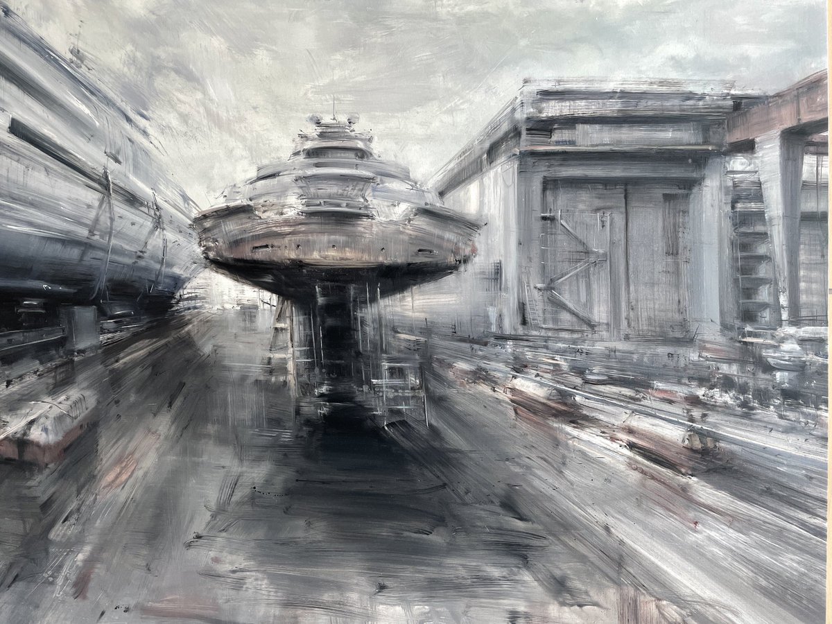 I saw this strikingly beautiful piece of #art in a shipyard in #Italy yesterday. Curious to see who recognises it and knows which shipyard it depicts?