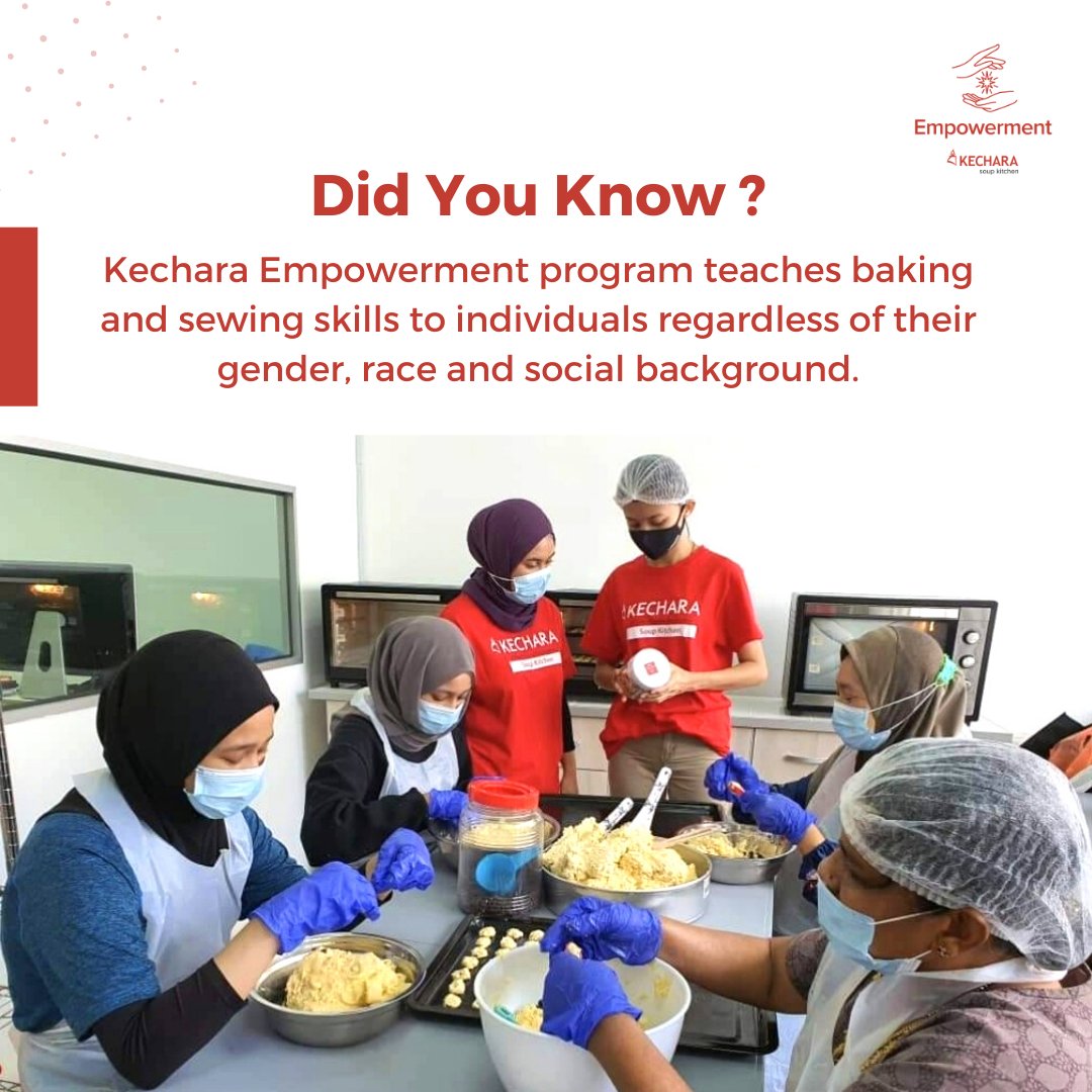 At Kechara Empowerment program, we see a diverse range of gender, race, and social backgrounds who come together to learn how to sew and bake. 🧵🍪