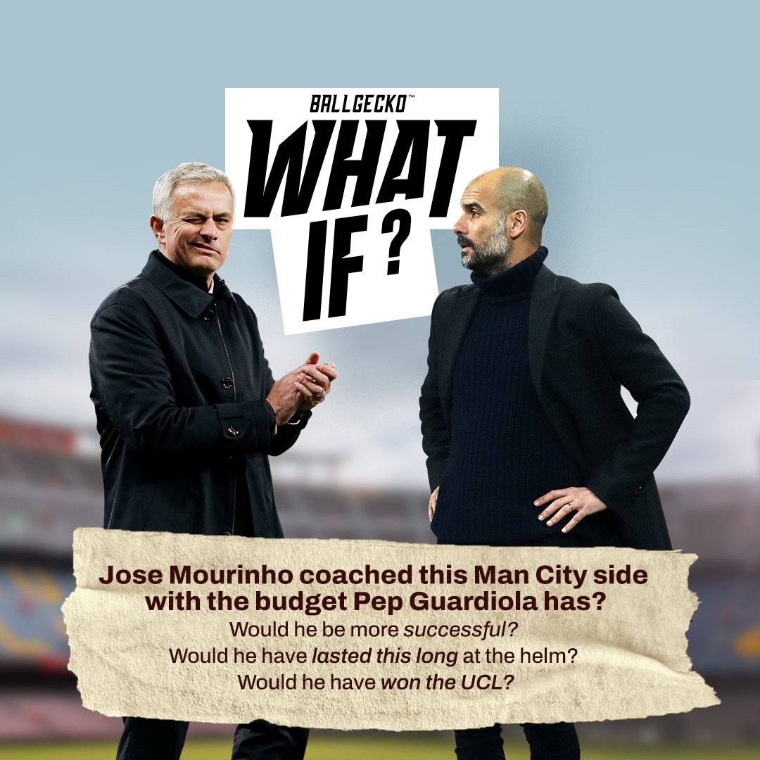 What if we had a Football Multiverse of Madness? Think about it 🤔 

Discussion: 

What If... Jose Mourinho coached this Manchester City side, with unlimited access to get whichever players he wanted? 

#Ballgecko | #GetInTheGame | #Josemourinho | #pepguardiola | #ManchesterCity