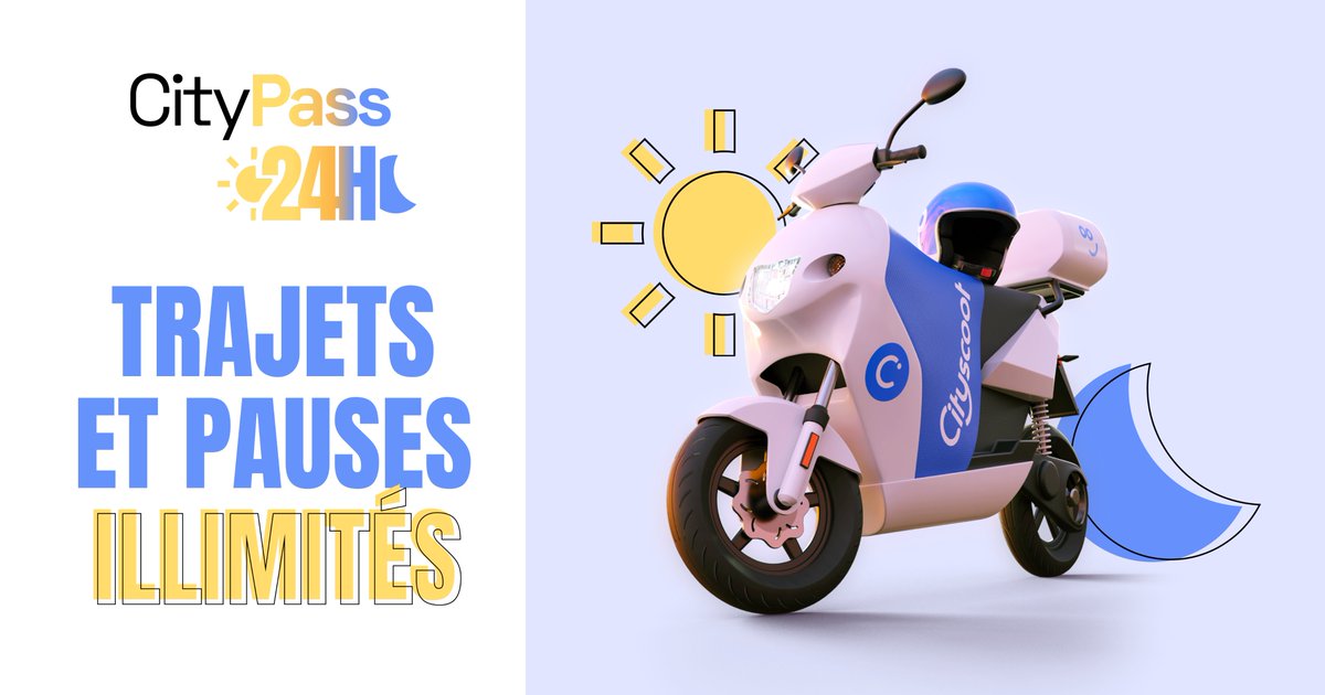 Réserver un Cityscoot pendant 24h ? 🤔
NOUVEAU Avec le CityPass24H, c'est désormais possible !
Profitez-en dès ce week-end pour (re)découvrir votre ville pendant toute une journée en liberté 😍
On se retrouve dans l’app rubrique Minutes et packs > Achat pack 📲