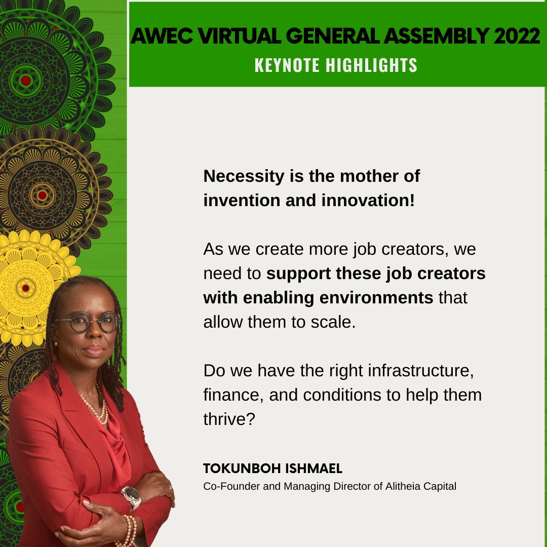 WeAreAWEC's tweet photo. In the world of business, innovation is more than a buzzword…It’s a necessity!  But, what does it really mean to be an innovative entrepreneur on the continent? Here are some thought-provoking insights from our panelists at the #AWEGA https://t.co/aFpTSK81NX