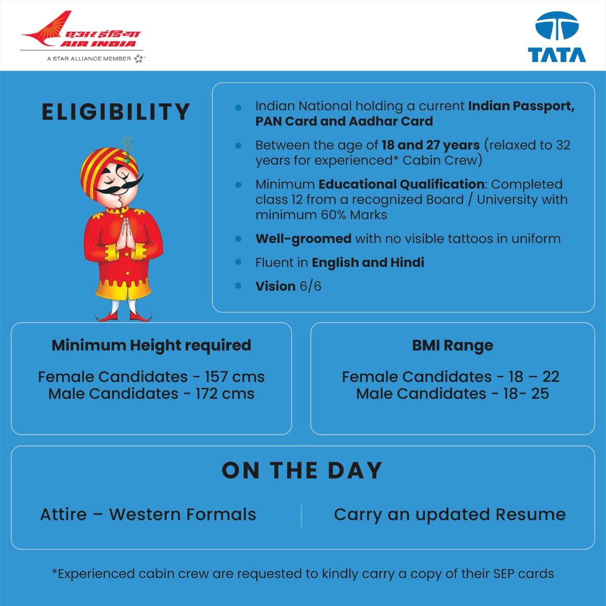 shukla_tarun's tweet photo. Meanwhile @AirIndiain all set to recruit more fresh blood : 

Cabin crew interviews this week.

So much ✈️ action. 🤟👏👍 https://t.co/1hfP5xA6bk